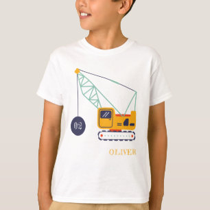 Cute Construction Crane Vehicle Any Age Birthday T-Shirt