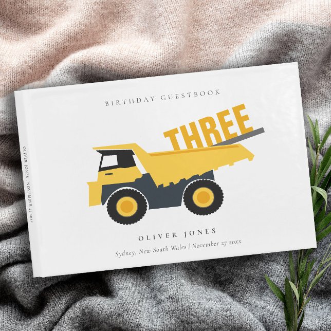 Cute Construction Dump Truck Any Age Birthday Guest Book (Creator Uploaded)