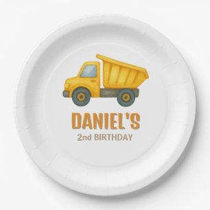 Cute Construction Dump Truck Any Age Birthday Paper Plates
