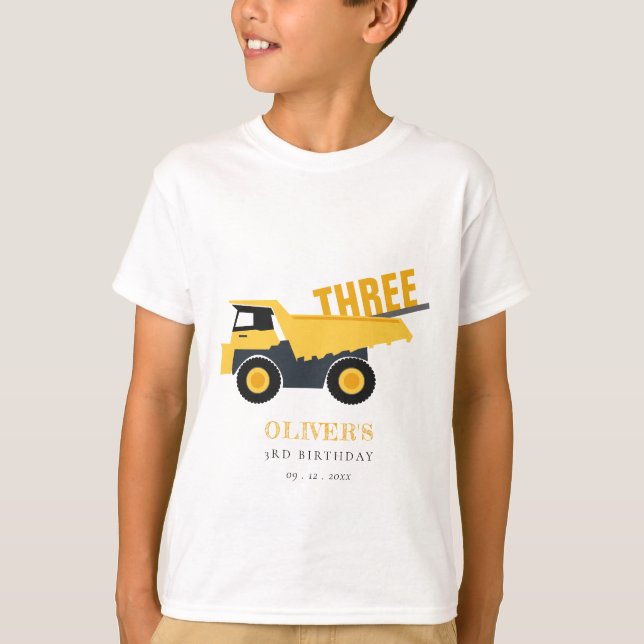 Cute Construction Dump Truck Any Age Birthday T-Shirt (Front)