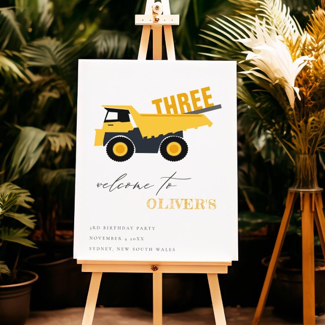 Cute Construction Dump Truck Birthday Welcome Foam Board (Creator Uploaded)