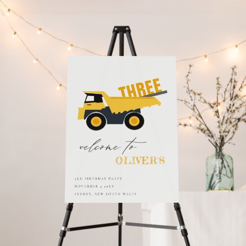 Cute Construction Dump Truck Birthday Welcome