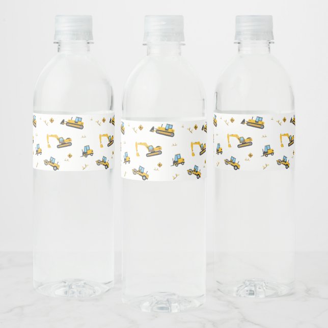Cute Construction Dump Truck Party Favors Water Bottle Label (Bottles)