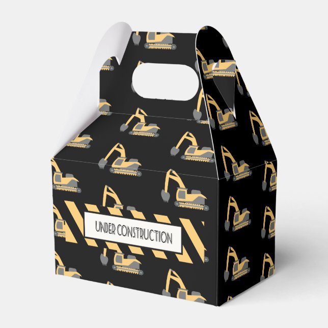 Cute Construction Dump Truck Pattern Birthday Favor Boxes (Front Side)