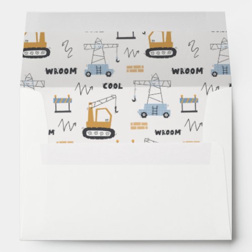 Cute Construction Fork Lift Any Age Birthday Envelope