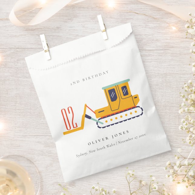 Cute Construction Fork Lift Any Age Birthday Favor Bag (Clipped)