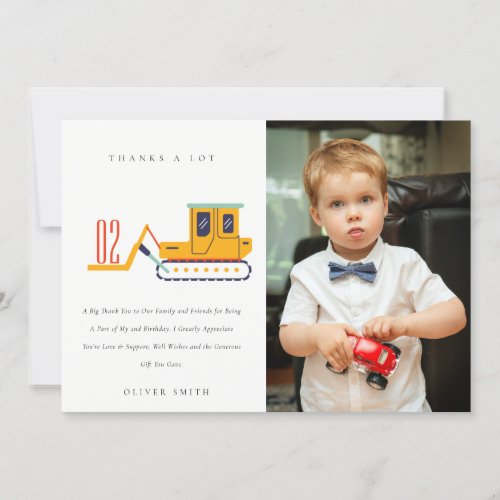 Cute Construction Fork Lift Photo Any Age Birthday Thank You Card