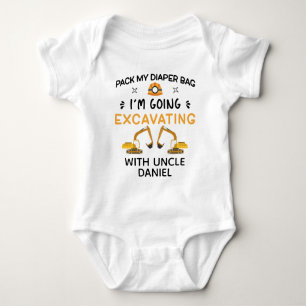 Cute Construction Infant, Excavating with Uncle Baby Bodysuit