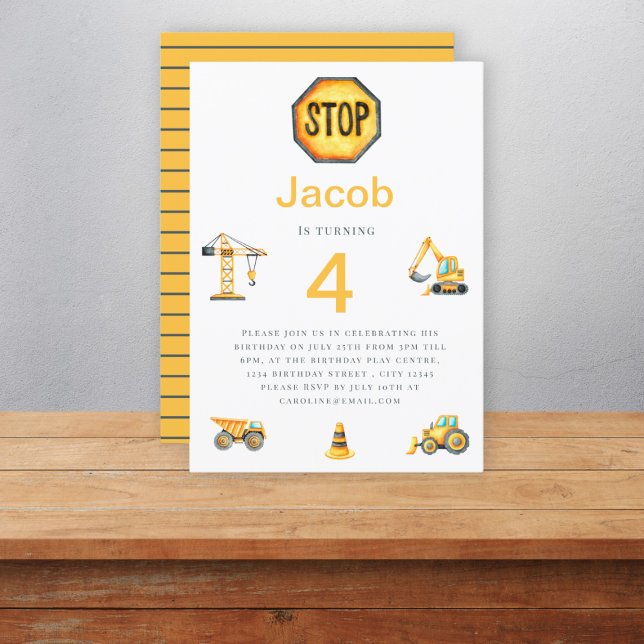 Cute construction kids birthday invitation (Creator Uploaded)