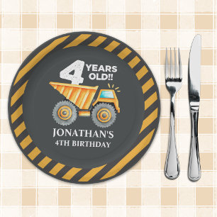Cute Construction Party for 4th Birthday Kids Paper Plates