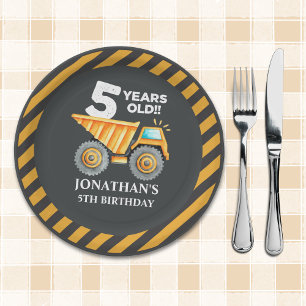 Cute Construction Party for 5th Birthday Kids Paper Plates
