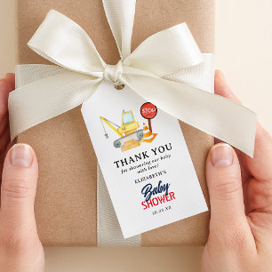Cute Construction Thank You Baby Shower Favor Gift Tags