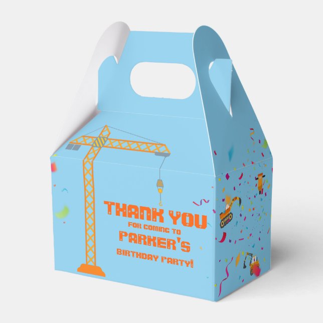 Cute Construction Theme Kid's Birthday Party Favor Boxes (Front Side)