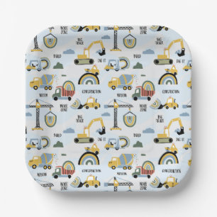 Cute Construction Theme Party Paper Plates