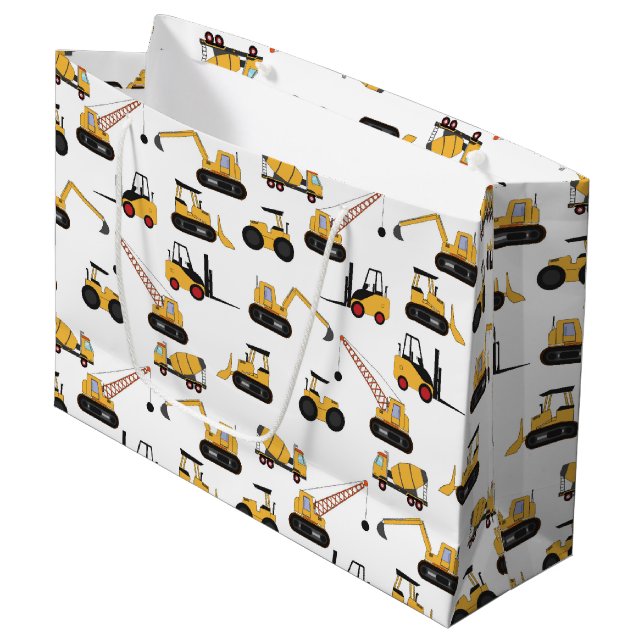 cute construction tiled party large gift bag (Front Angled)
