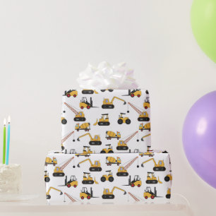 cute construction tiled party wrapping paper