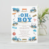Cute Construction Truck Baby Shower  Invitation (Standing Front)