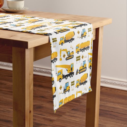 Cute Construction Truck Pattern Table Decoration Short Table Runner