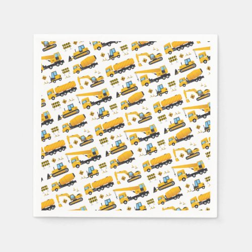 Cute Construction Truck Vehicles Party Supplies Napkins