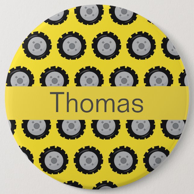 Cute Construction Truck wheels Button (Front)