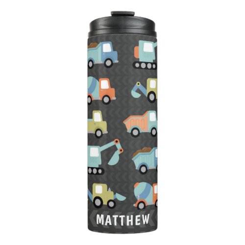 Cute Construction Trucks Personalized Thermal Tumbler