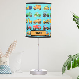 Cute Construction Vehicles Boys Personalized Table Lamp