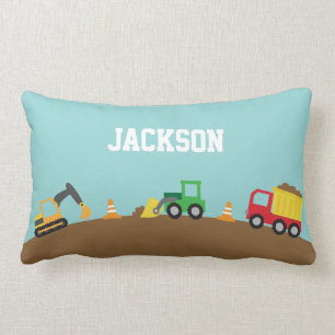 Cute Construction Vehicles Boys Room Decor Lumbar Pillow