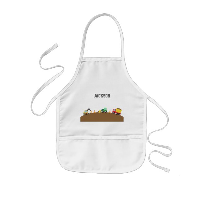 Cute Construction Vehicles For Boys Kids' Apron (Front)