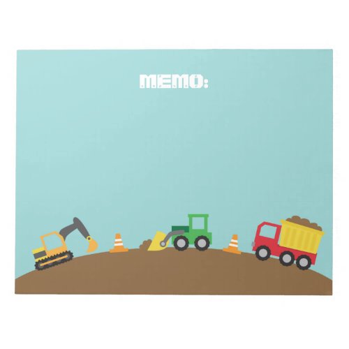 Cute Construction Vehicles For Boys Notepad