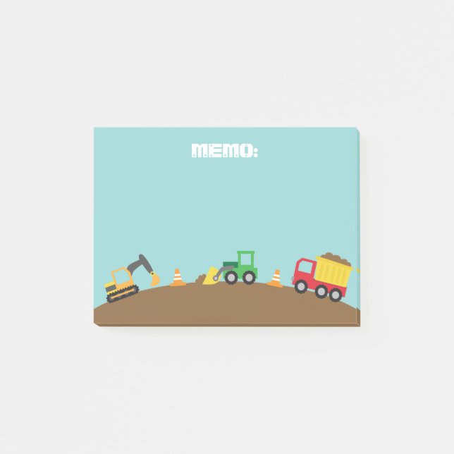 Cute Construction Vehicles For Boys Post-it Notes (Front)
