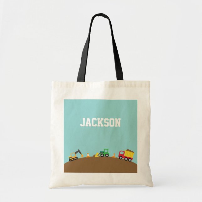 Cute Construction Vehicles For Boys Tote Bag (Front)