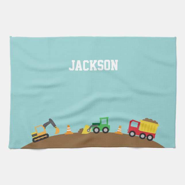 Cute Construction Vehicles For Boys Towel (Horizontal)