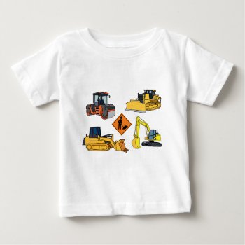 Cute Construction Vehicles Illustrations  Baby T-shirt by judgeart at Zazzle