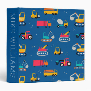 Cute Contruction Movers Pattern 3 Ring Binder