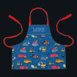 Cute Contruction Movers Pattern Apron<br><div class="desc">Check out this cute trendy design featuring construction movers.</div>