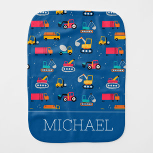 Cute Contruction Movers Pattern Baby Burp Cloth