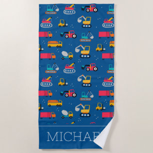 Cute Contruction Movers Pattern Beach Towel