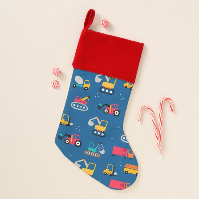 Cute Contruction Movers Pattern Christmas Stocking (Front)