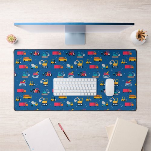 Cute Contruction Movers Pattern Desk Mat