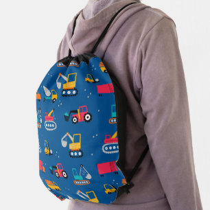 Cute Contruction Movers Pattern Drawstring Bag