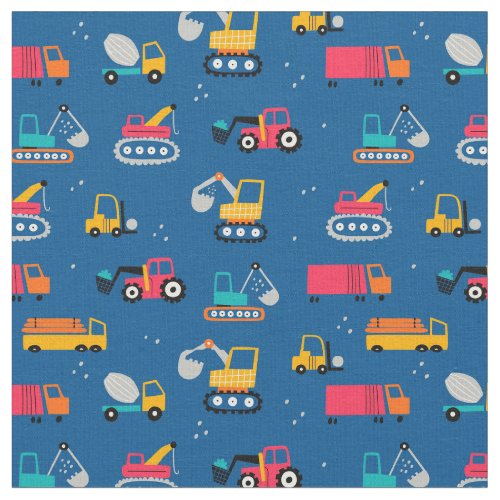 Cute Contruction Movers Pattern Fabric