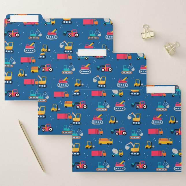 Cute Contruction Movers Pattern File Folder (Set)