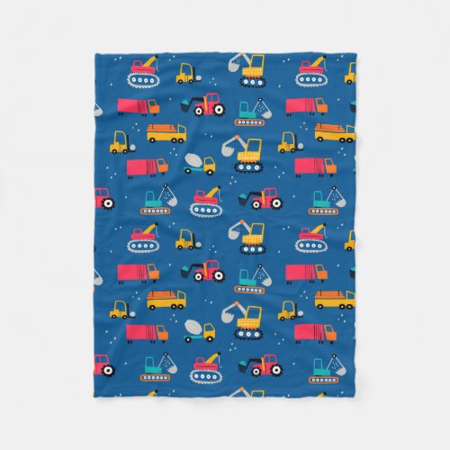 Cute Contruction Movers Pattern Fleece Blanket