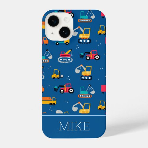 Cute Contruction Movers Pattern iPhone 14 Case
