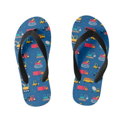 Cute Contruction Movers Pattern Kids Flip Flops