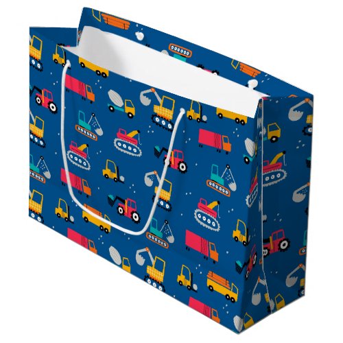 Cute Contruction Movers Pattern Large Gift Bag