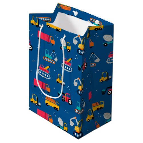 Cute Contruction Movers Pattern Medium Gift Bag