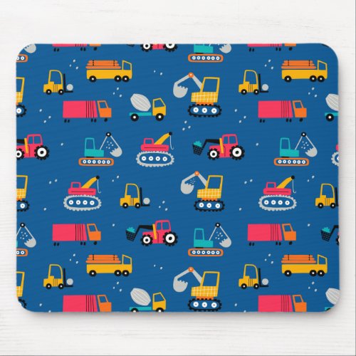 Cute Contruction Movers Pattern Mouse Pad