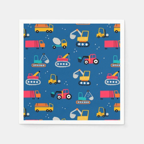 Cute Contruction Movers Pattern Napkins