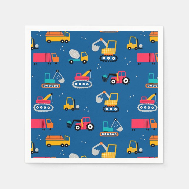 Cute Contruction Movers Pattern Napkins (Front)